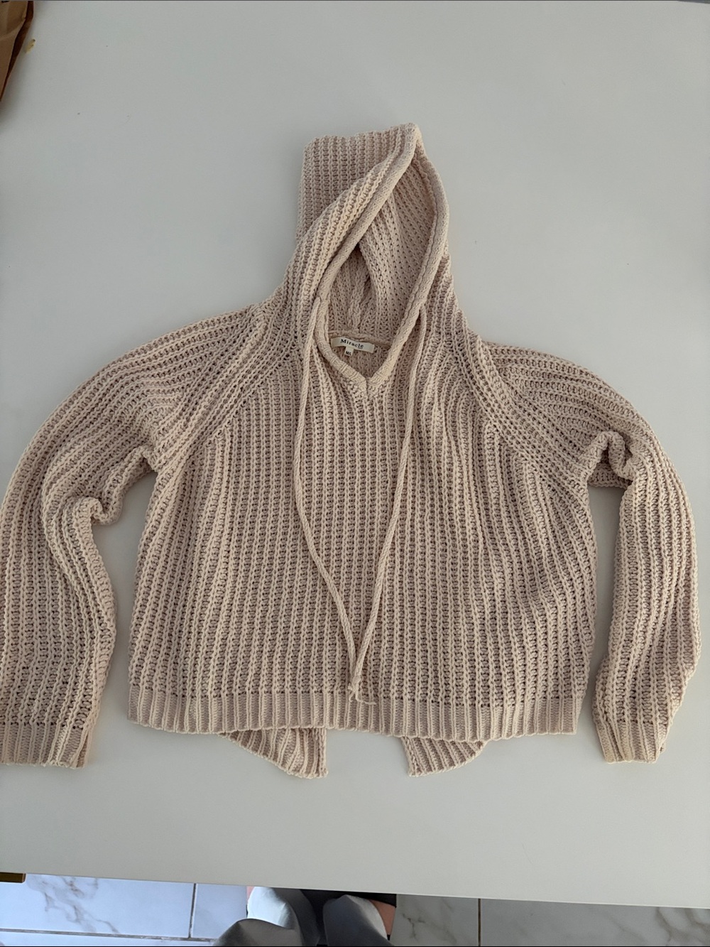 Miracle Cream Knit Hooded Pullover Sweater. Size M/L